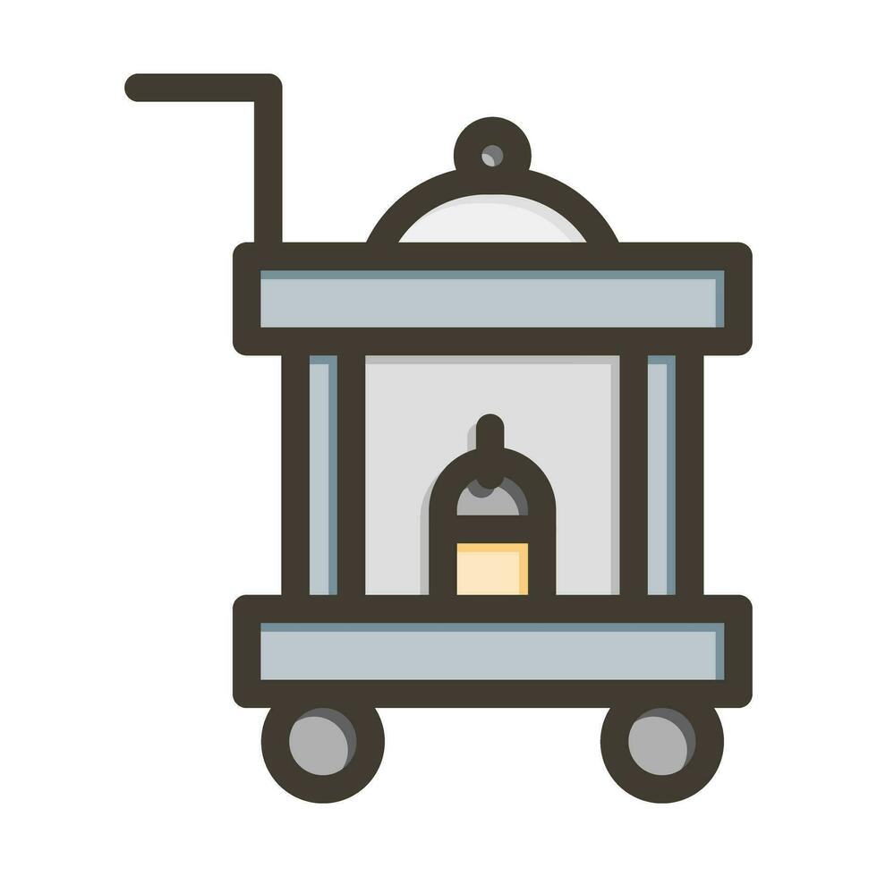 Food Trolley Thick Line Filled Colors For Personal And Commercial Use. vector