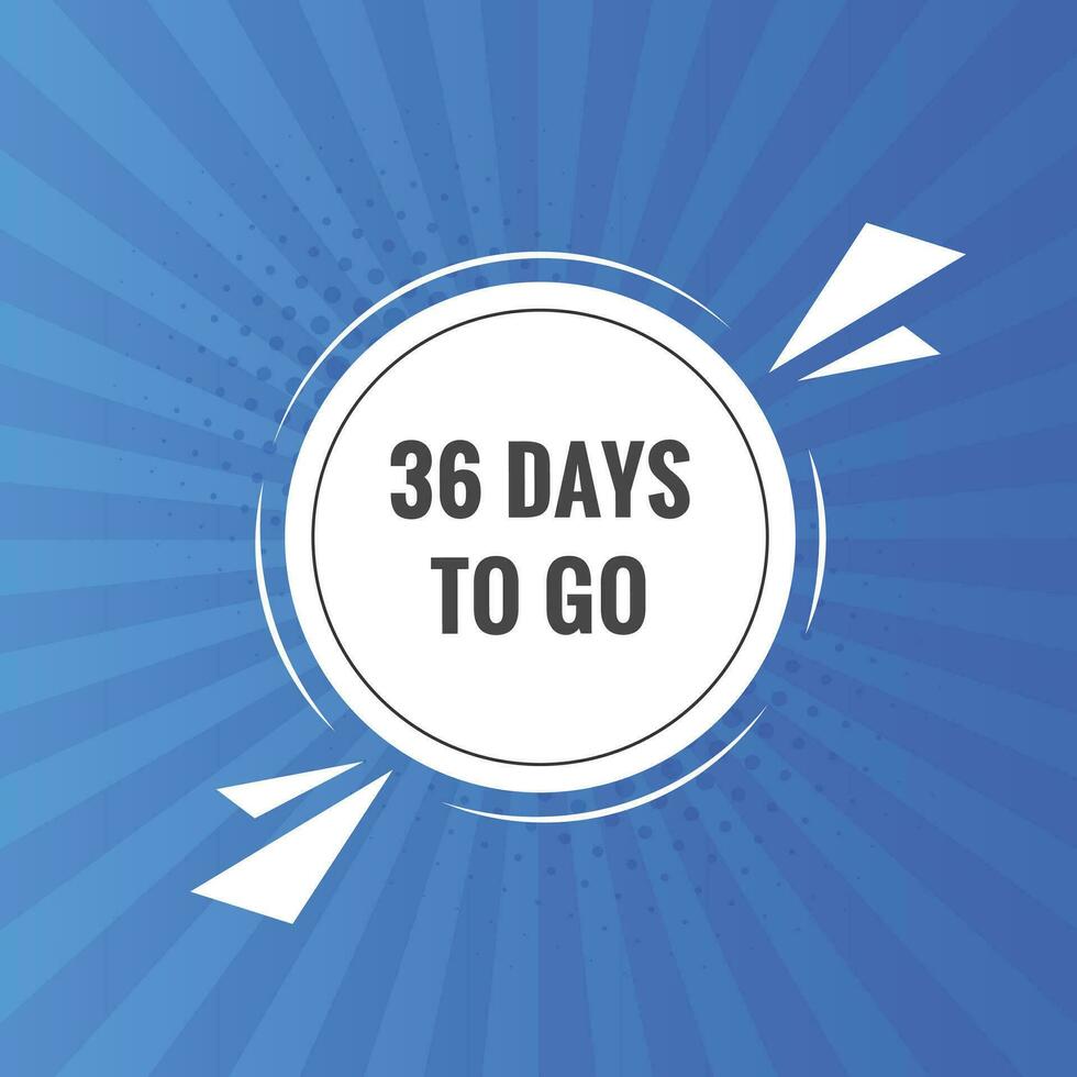 36 days to go text web button. Countdown left 36 day to go banner label vector