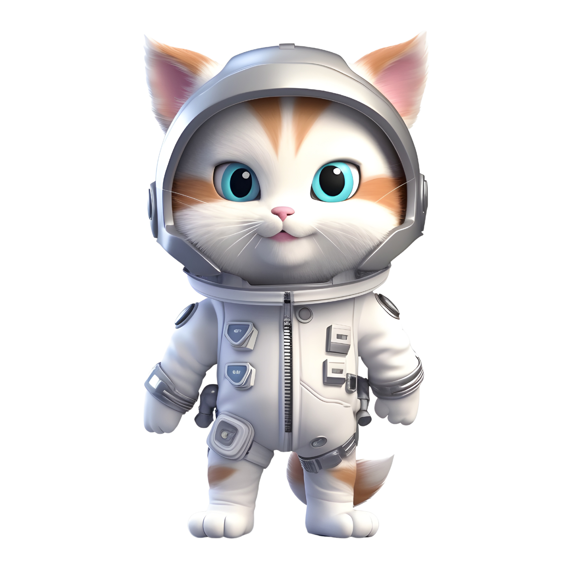 3D cute cat mascot wearing astronaut costume. ai generated 25727904 PNG