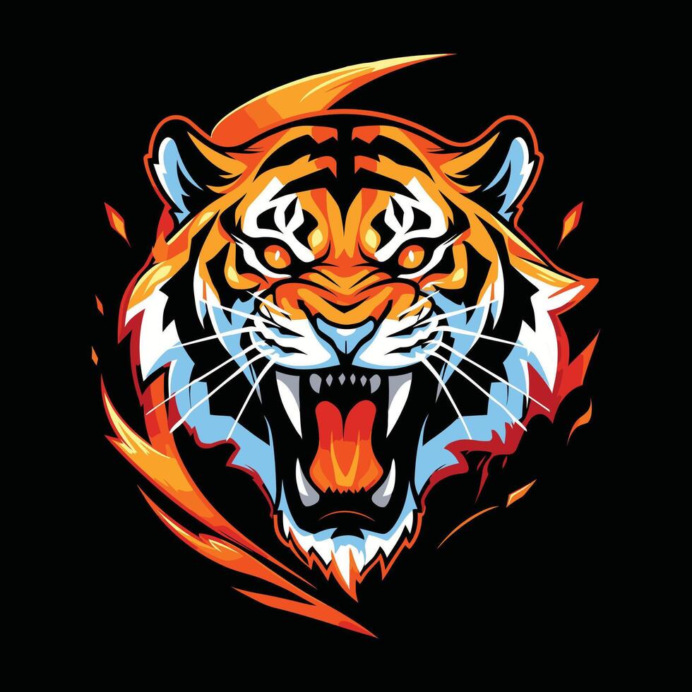 Tigre cabeza mascota logo para deporte Tigre camiseta diseño vector