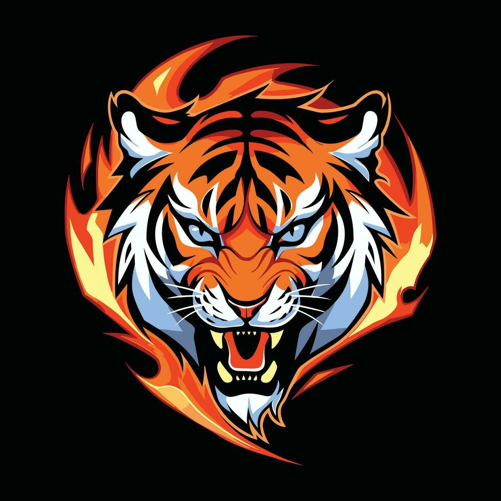 Tigre cabeza mascota logo para deporte Tigre camiseta diseño vector