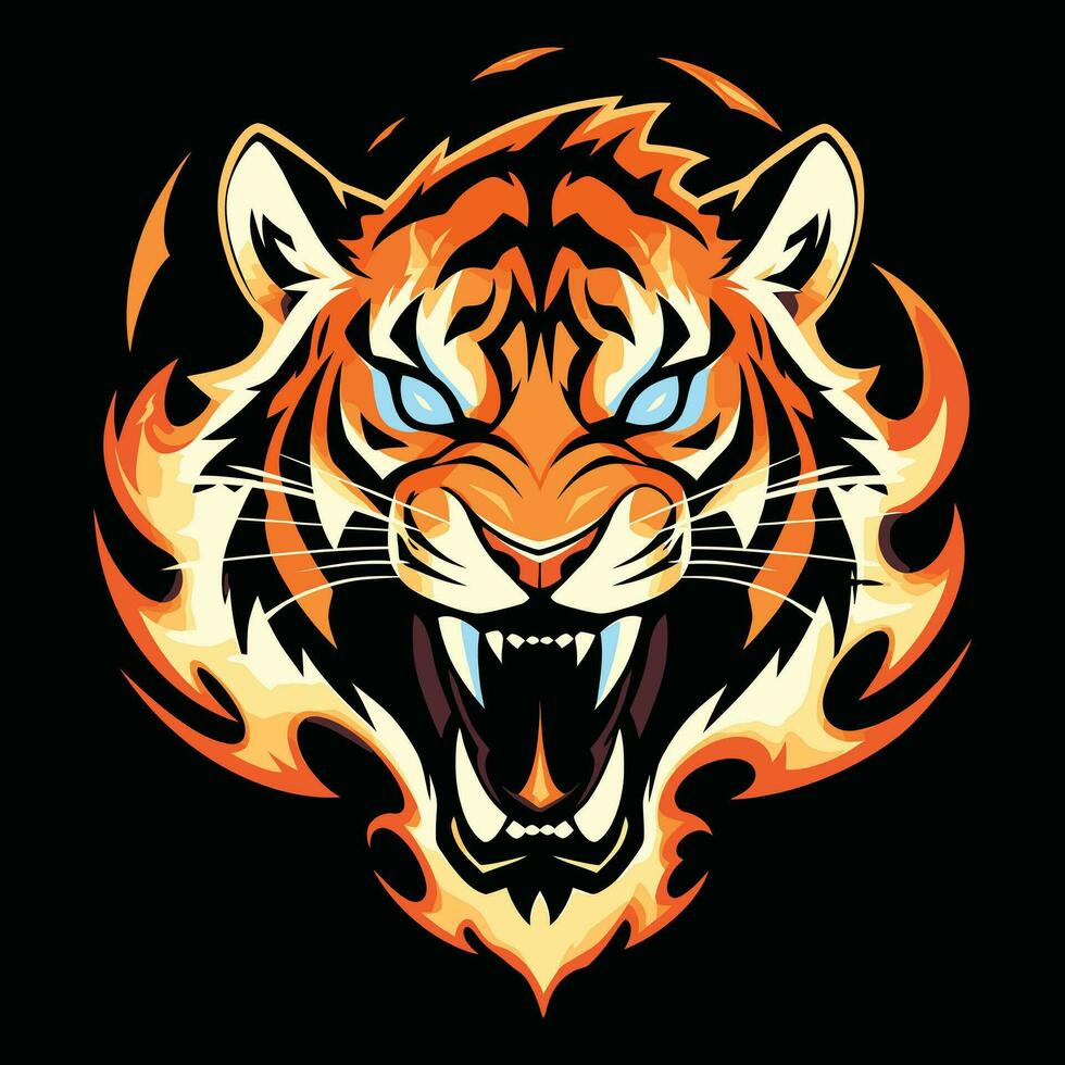 Tigre cabeza mascota logo para deporte Tigre camiseta diseño vector