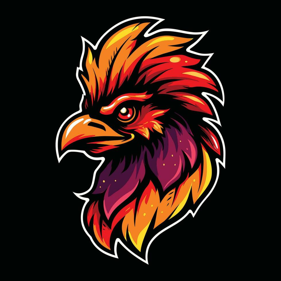 Rooster Head Mascot Logo for Esport. Rooster T-shirt Design vector