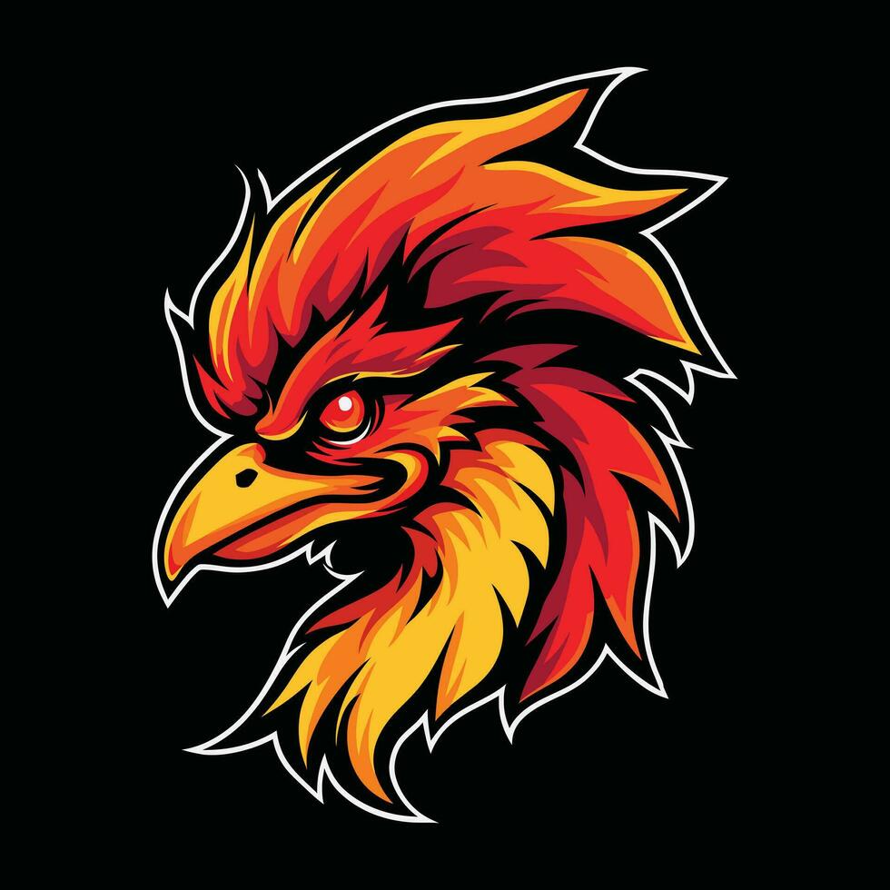 fénix cabeza mascota logo para deporte fénix camiseta diseño. aislado en negro antecedentes vector