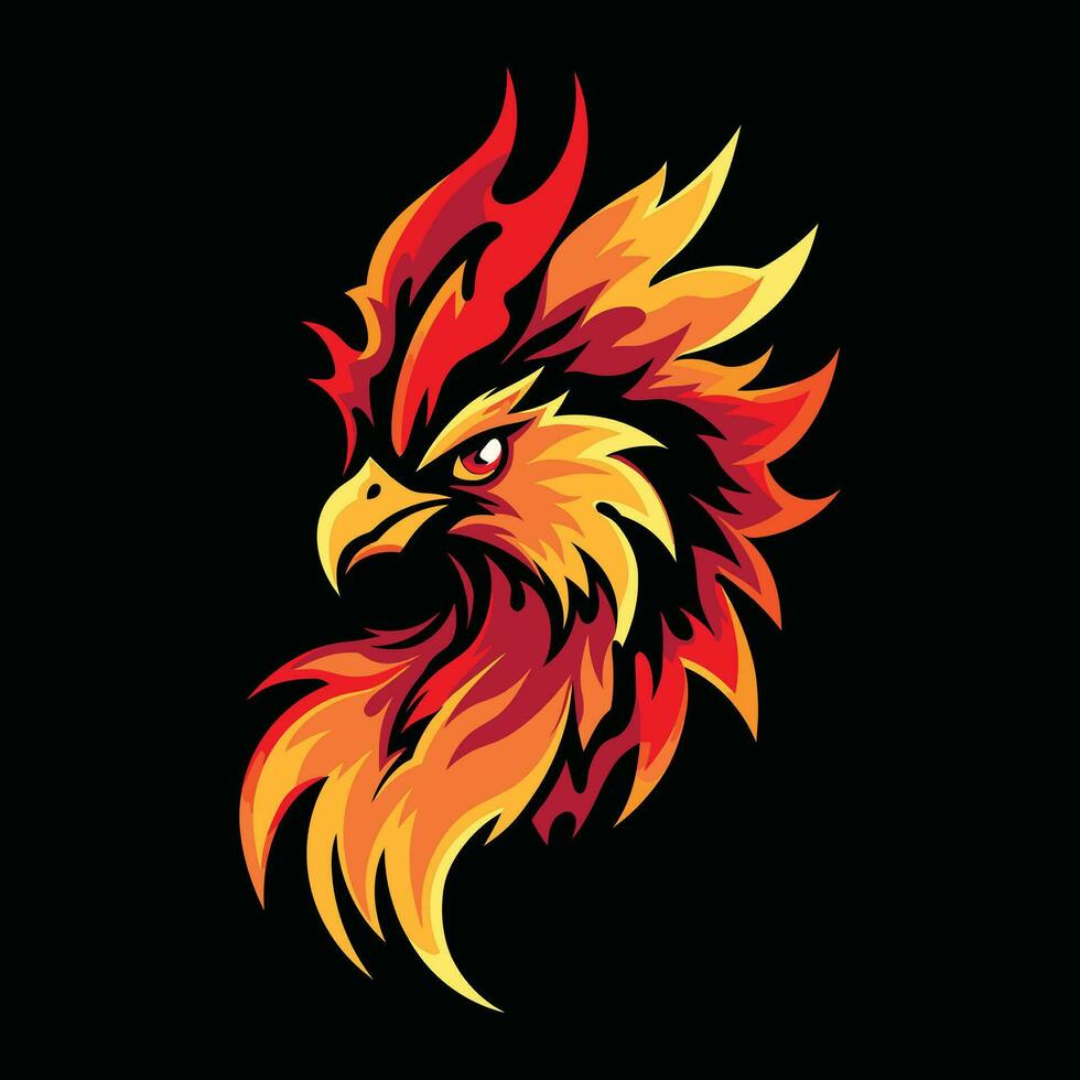 Phoenix Head Mascot Logo for Esport. Phoenix T-shirt Design. Isolated on Black Background vector