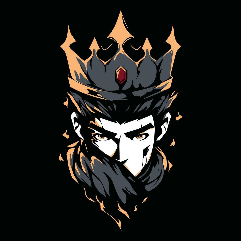 King Crown Head Mascot Logo for Esport. King Crown T-shirt Design. King Crown Logo. King Crown Sticker vector