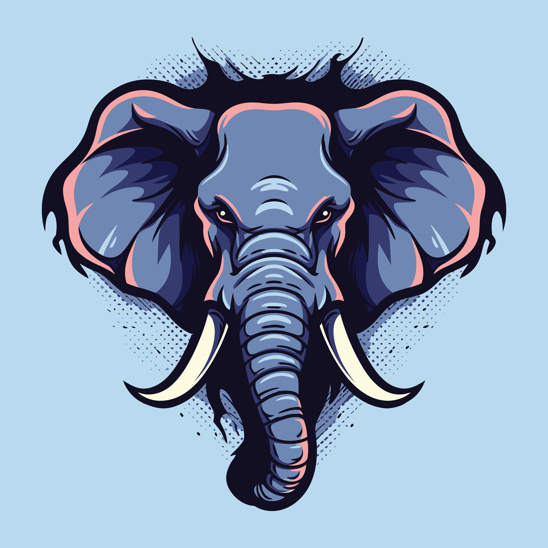 Elephant Head Mascot Logo for Esport. Elephant T-shirt Design. Elephant