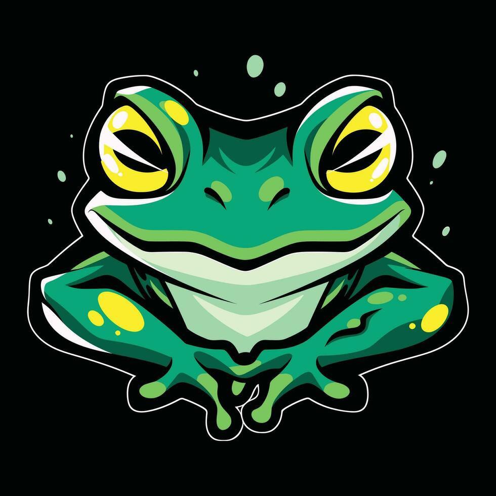 rana cabeza mascota logo para deporte rana camiseta diseño. rana logo. rana pegatina vector