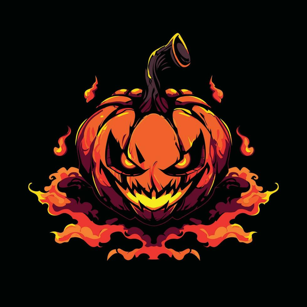 Pumkin Halloween Mascot Logo for Esport. Pumkin Halloween T-shirt Design. Pumkin Halloween Logo. Pumkin Halloween Sticker vector