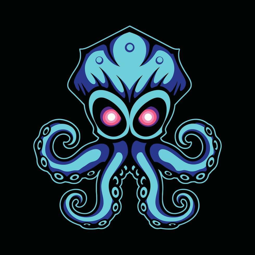 Octopus Mascot Logo for Esport. Octopus T-shirt Design. Octopus Logo. Octopus Sticker vector