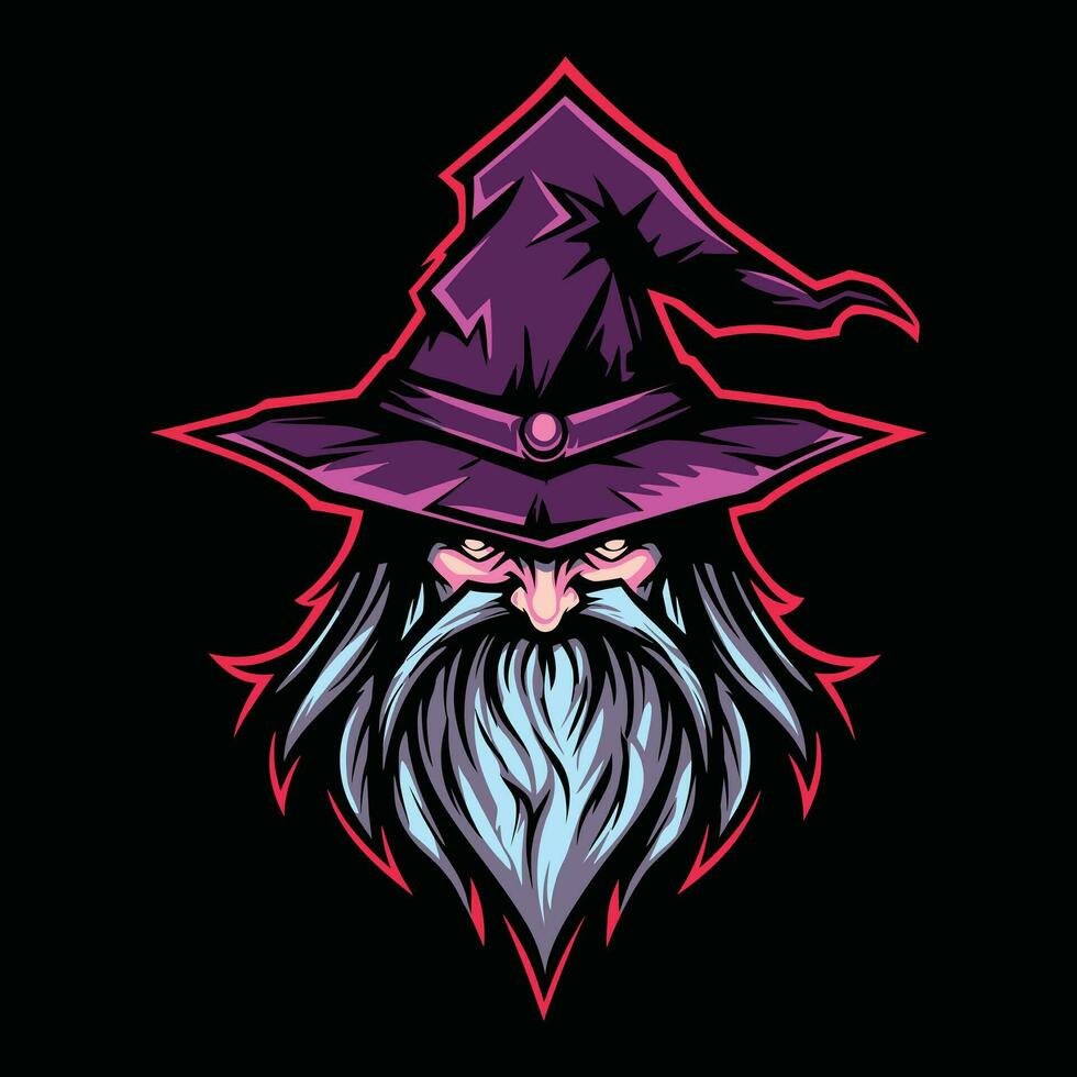 Wizard Mascot Logo for Esport. Wizard T-shirt Design. Wizard Logo. Wizard Sticker vector