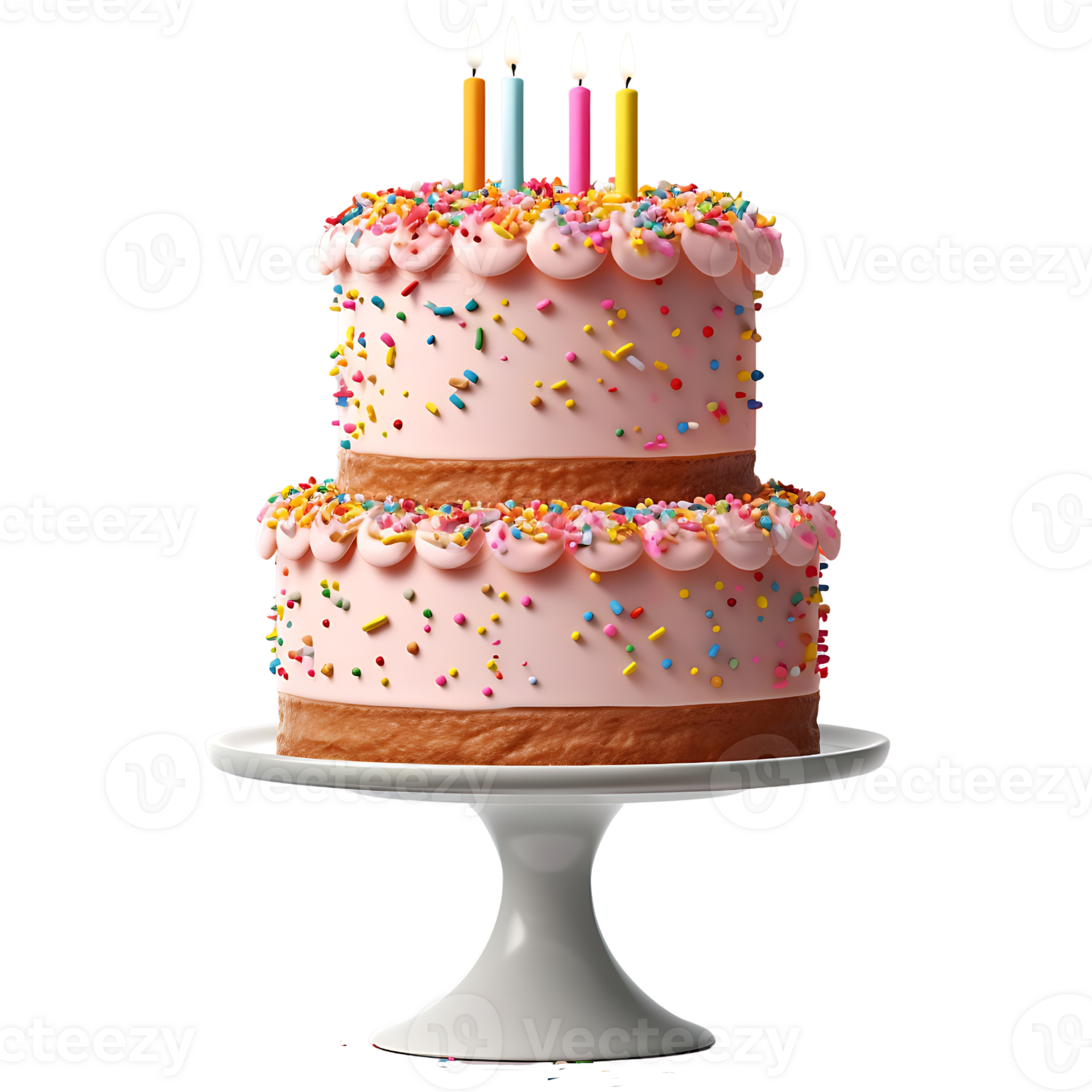 Colorful birthday cake with sprinkles and candles. ai generated