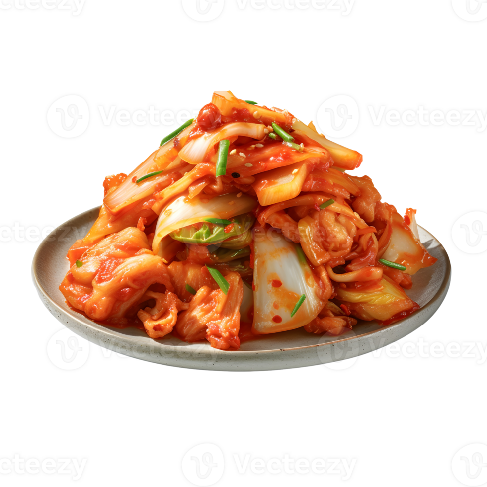 Korean kimchi. Korean traditional cabbage kimchi on a white plate. ai generated png