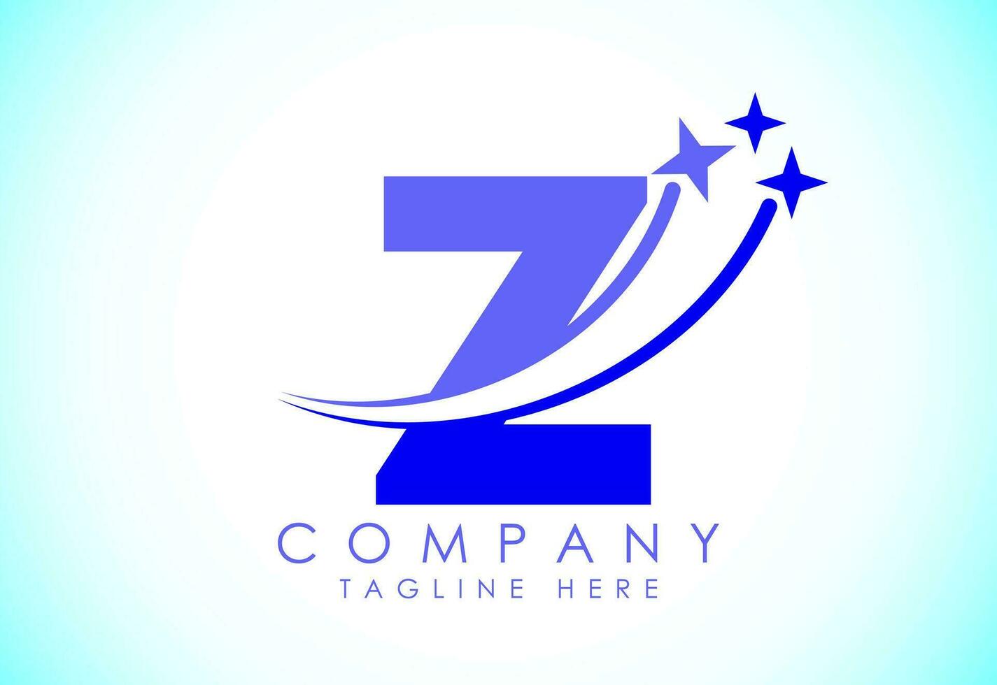 Initial alphabet Z with swoosh and star sign. Shooting star logo design vector template for business and company identity