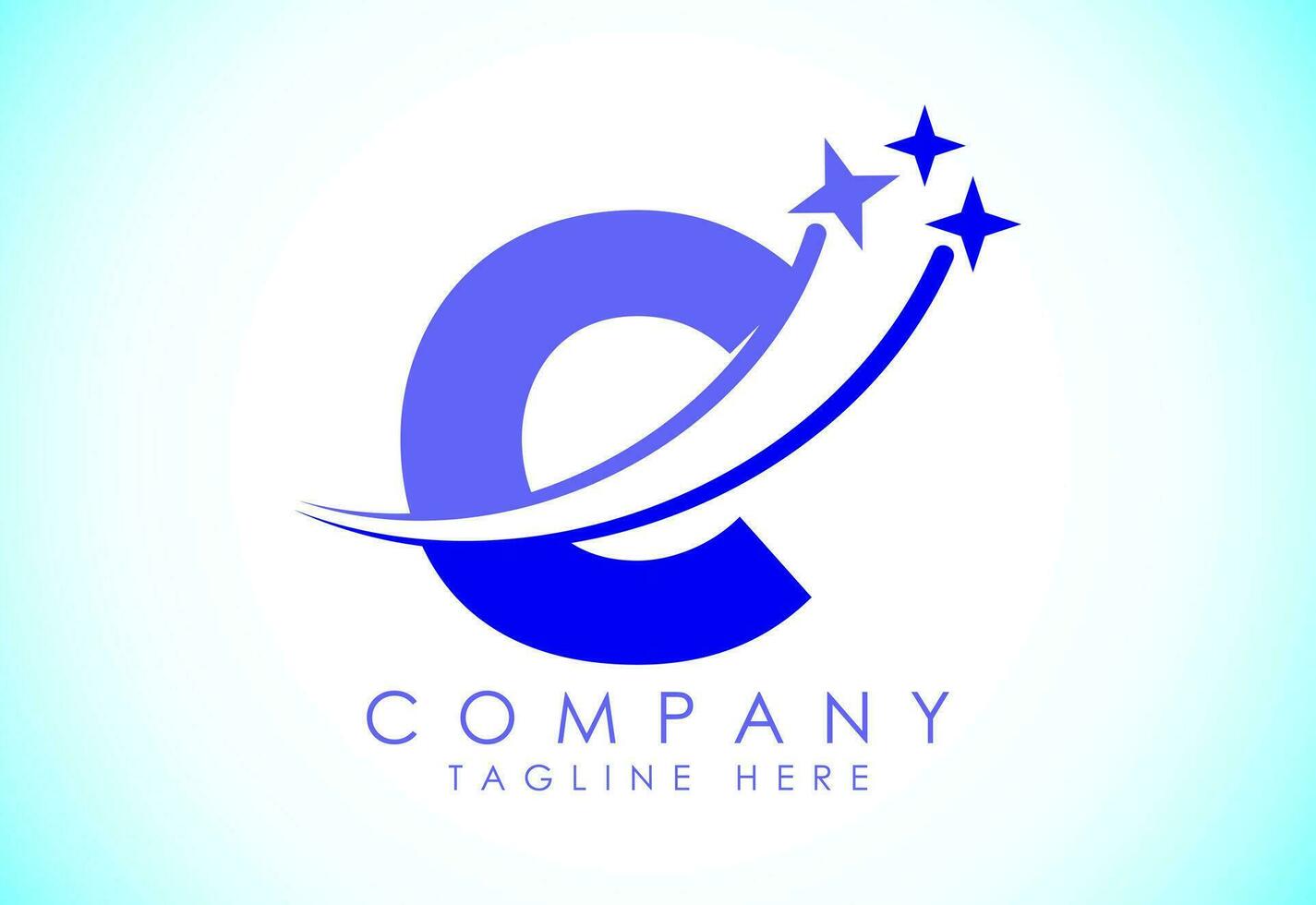 Initial alphabet C with swoosh and star sign. Shooting star logo design vector template for business and company identity
