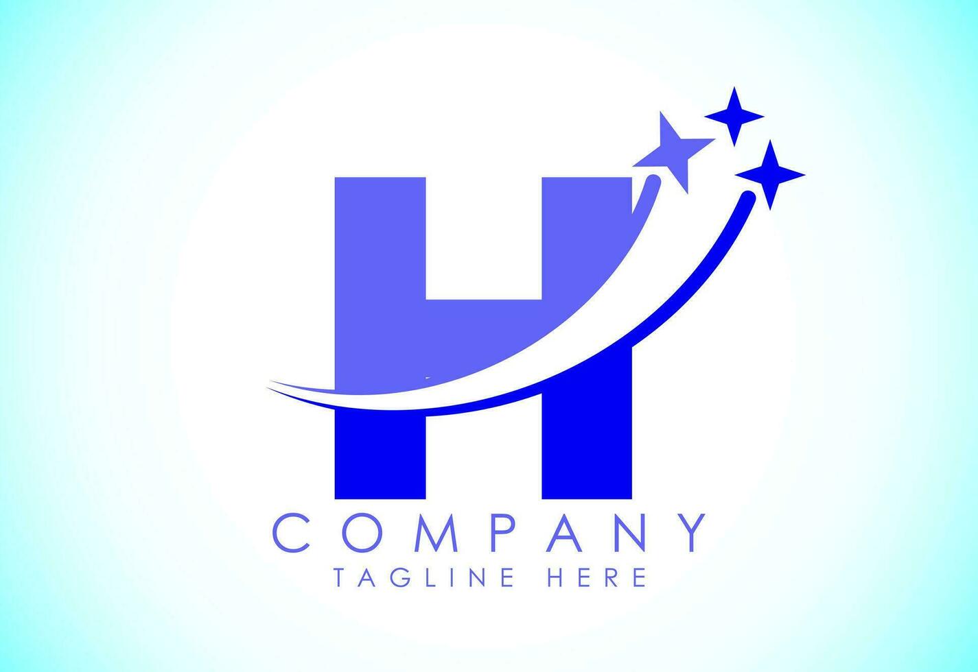Initial alphabet H with swoosh and star sign. Shooting star logo design vector template for business and company identity