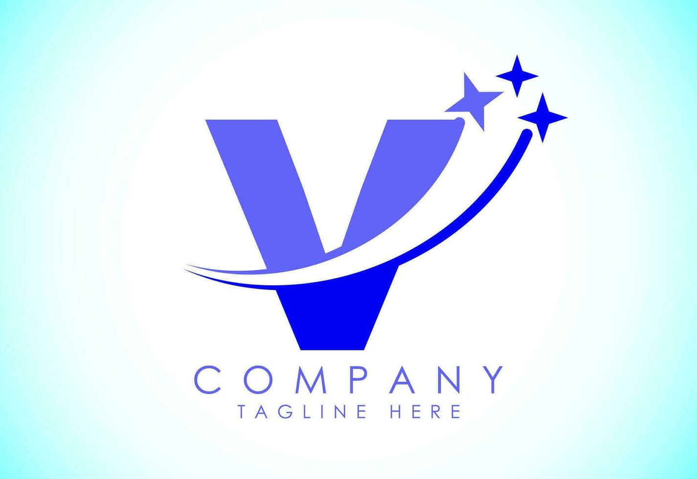 Initial alphabet V with swoosh and star sign. Shooting star logo design vector template for business and company identity