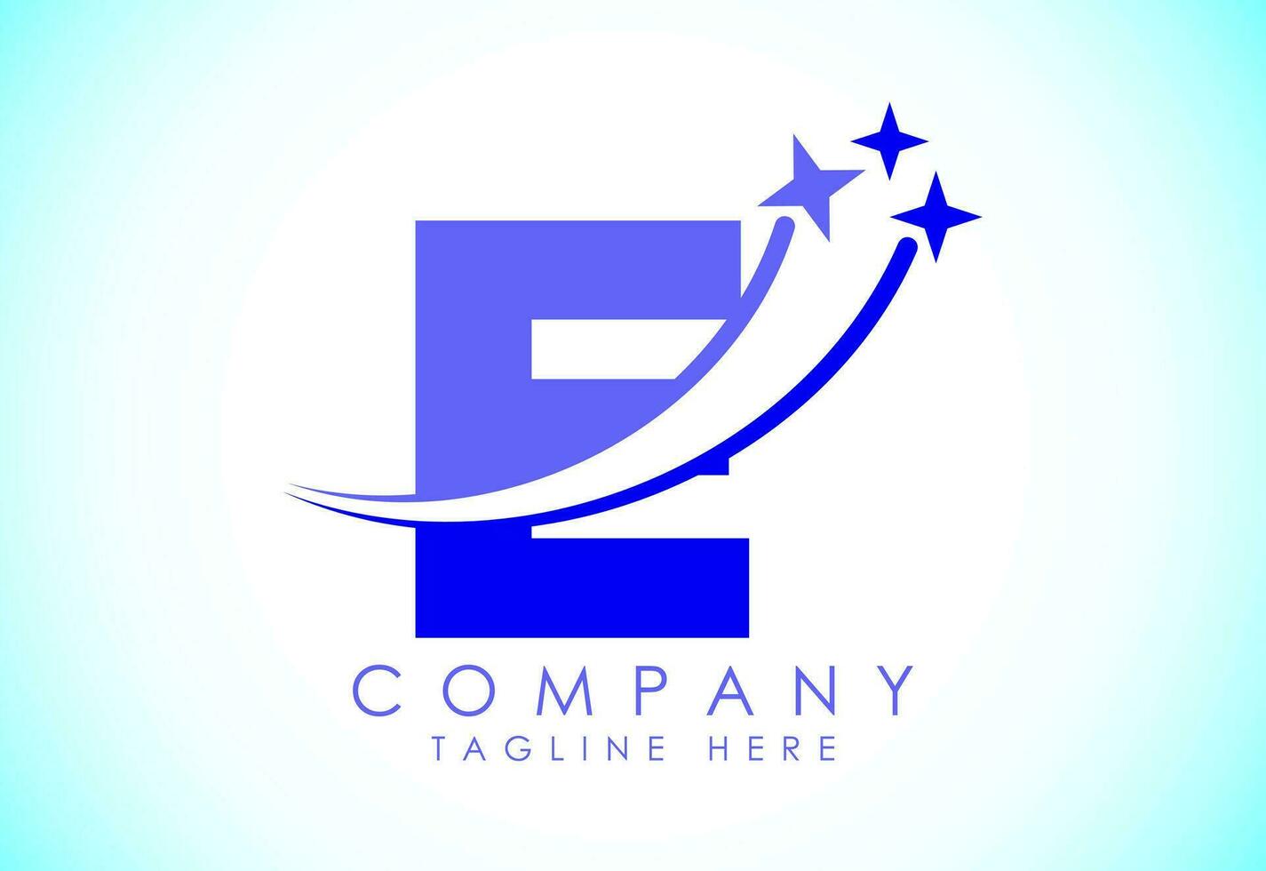 Initial alphabet E with swoosh and star sign. Shooting star logo design vector template for business and company identity