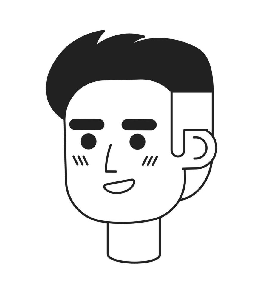 Adult cheerful man monochrome flat linear character head. Funny man