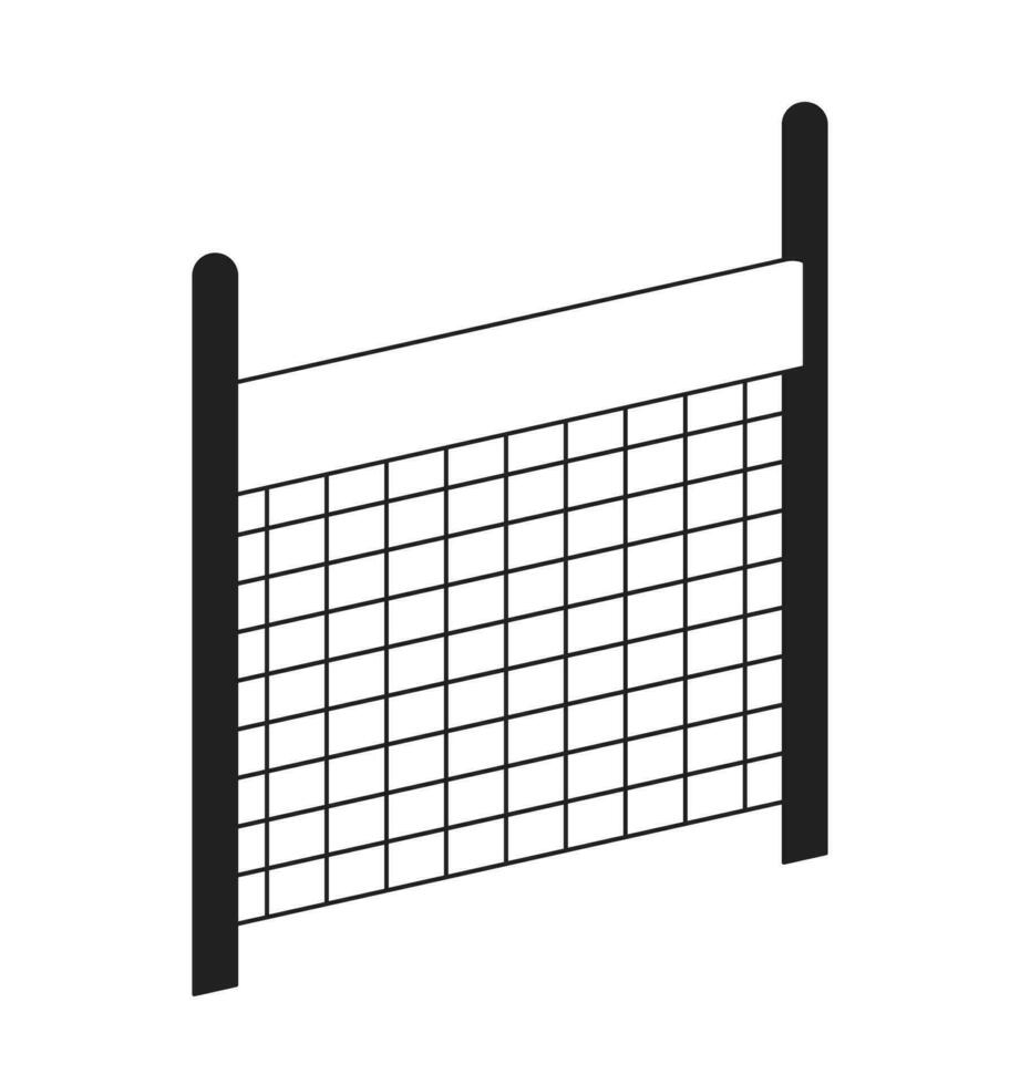 Professional volleyball net with poles monochrome flat vector object. Volleyball tournament. Editable black and white thin line icon. Simple cartoon clip art spot illustration for web graphic design