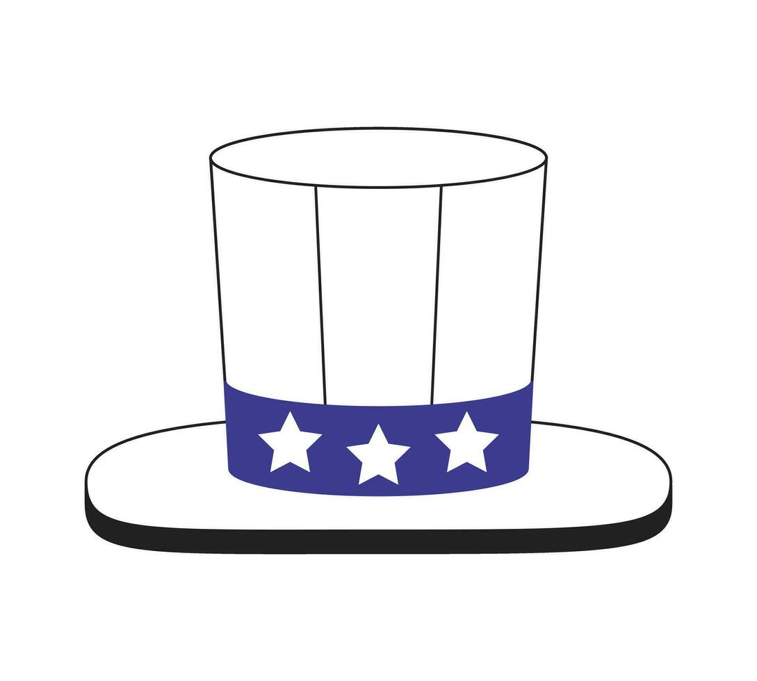 4th of july hat monochrome flat vector object. Patriotic uncle sam hat. Independence day holiday. Editable black white thin line icon. Simple cartoon clip art spot illustration for web graphic design
