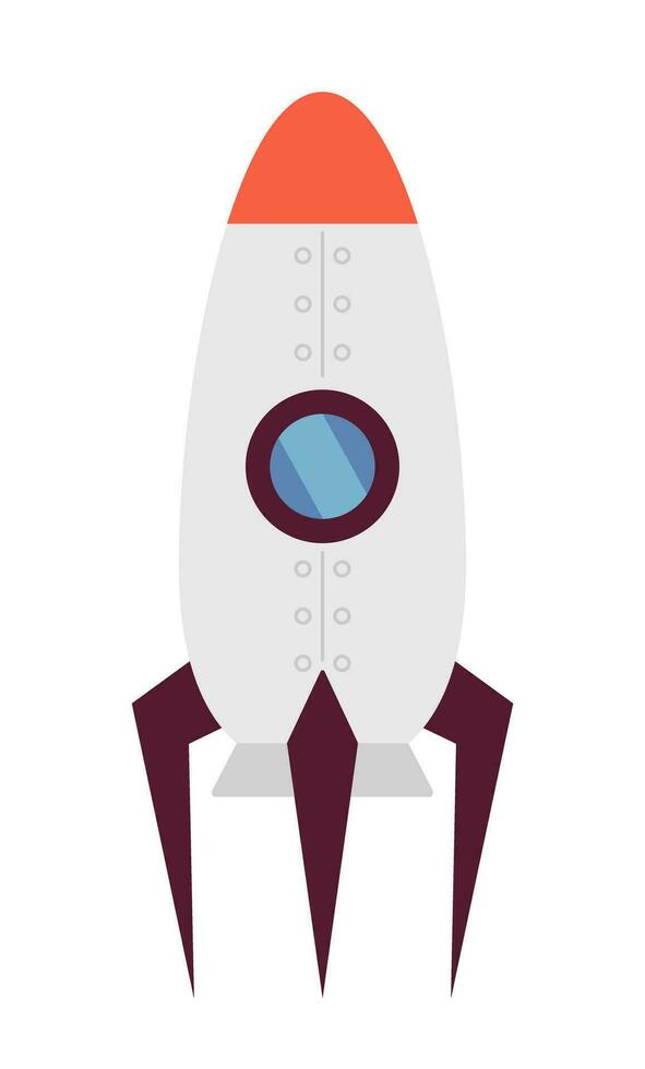 Rocket semi flat colour vector object. Editable cartoon clip art icon on white background. Flying starship for space research. Simple spot illustration for web graphic design