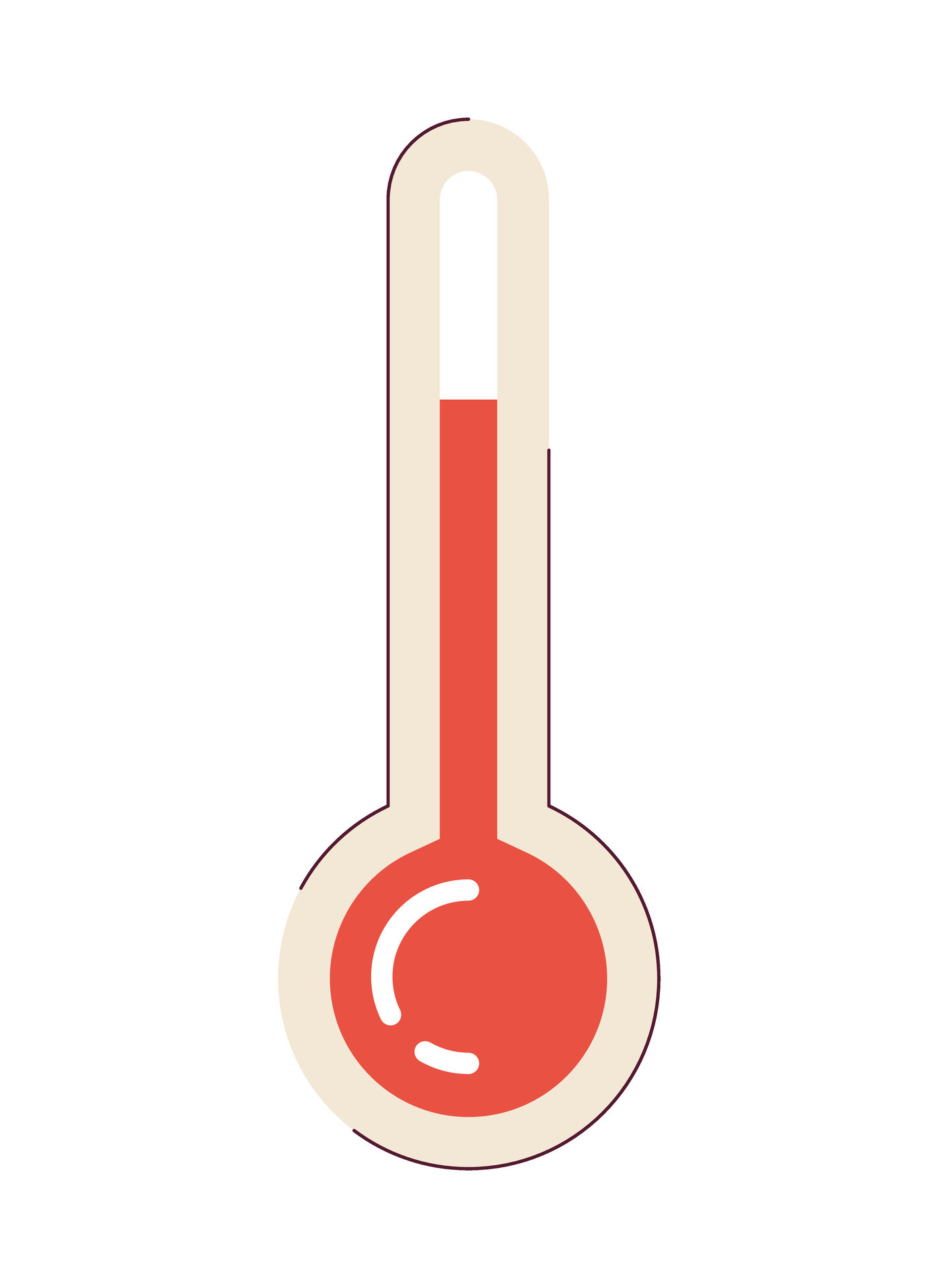 Icon is a red thermometer, sign of high temperature heat is hot