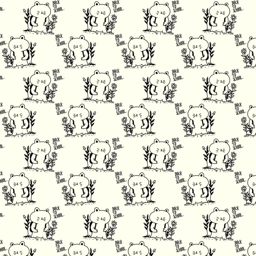 cute cat vector pattern for tee print and background wallpaper