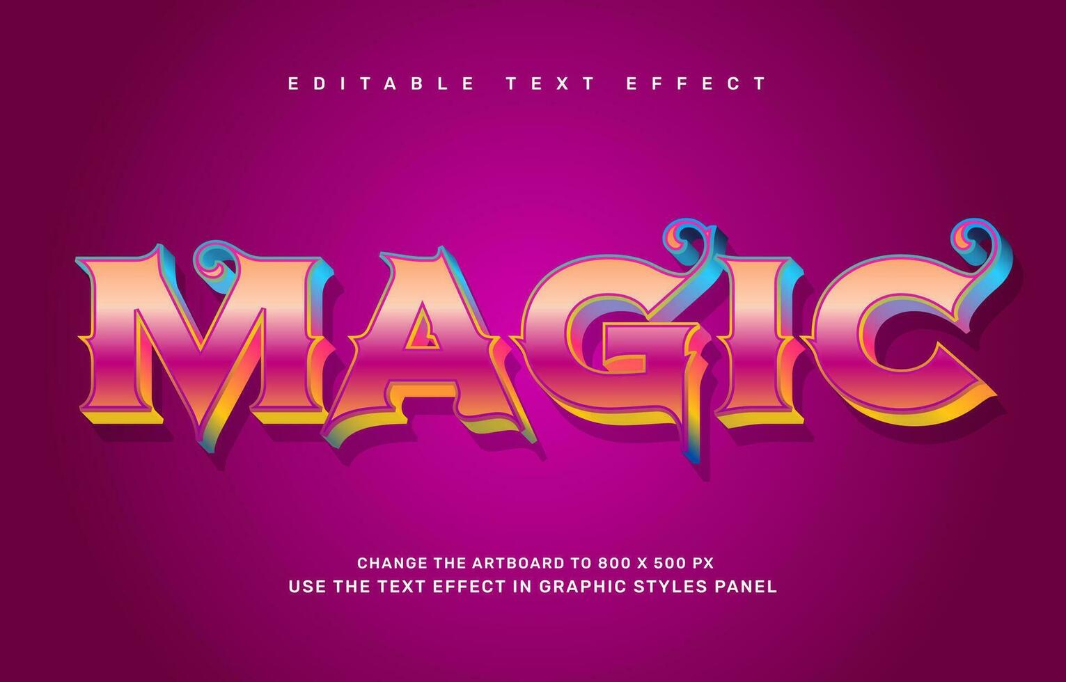 Magic editable text effect template vector