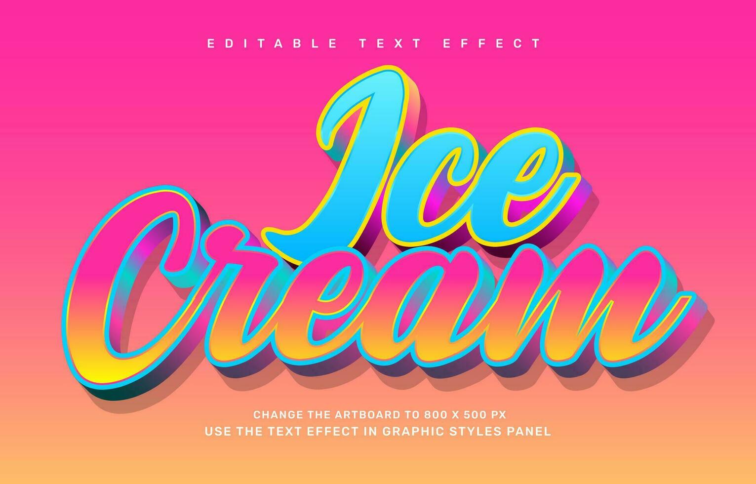 Retro Ice cream editable text effect template vector