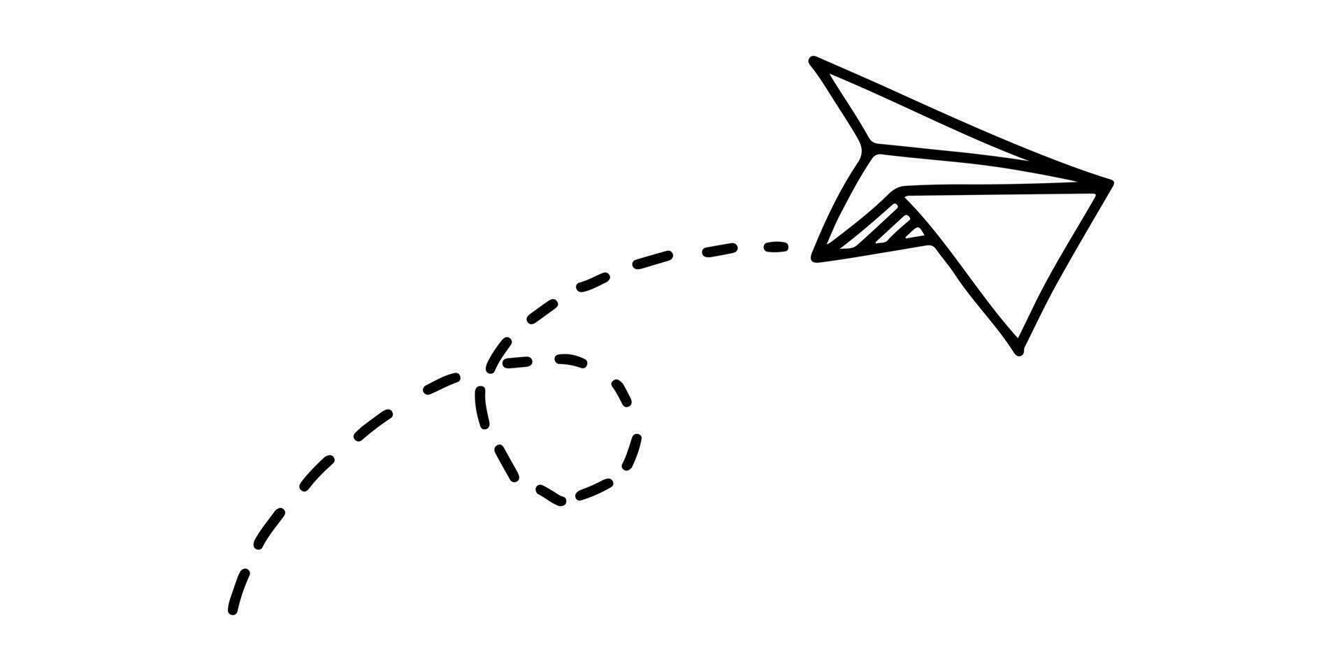 garabatear bosquejo estilo de papel avión icono vector ilustración para concepto diseño.
