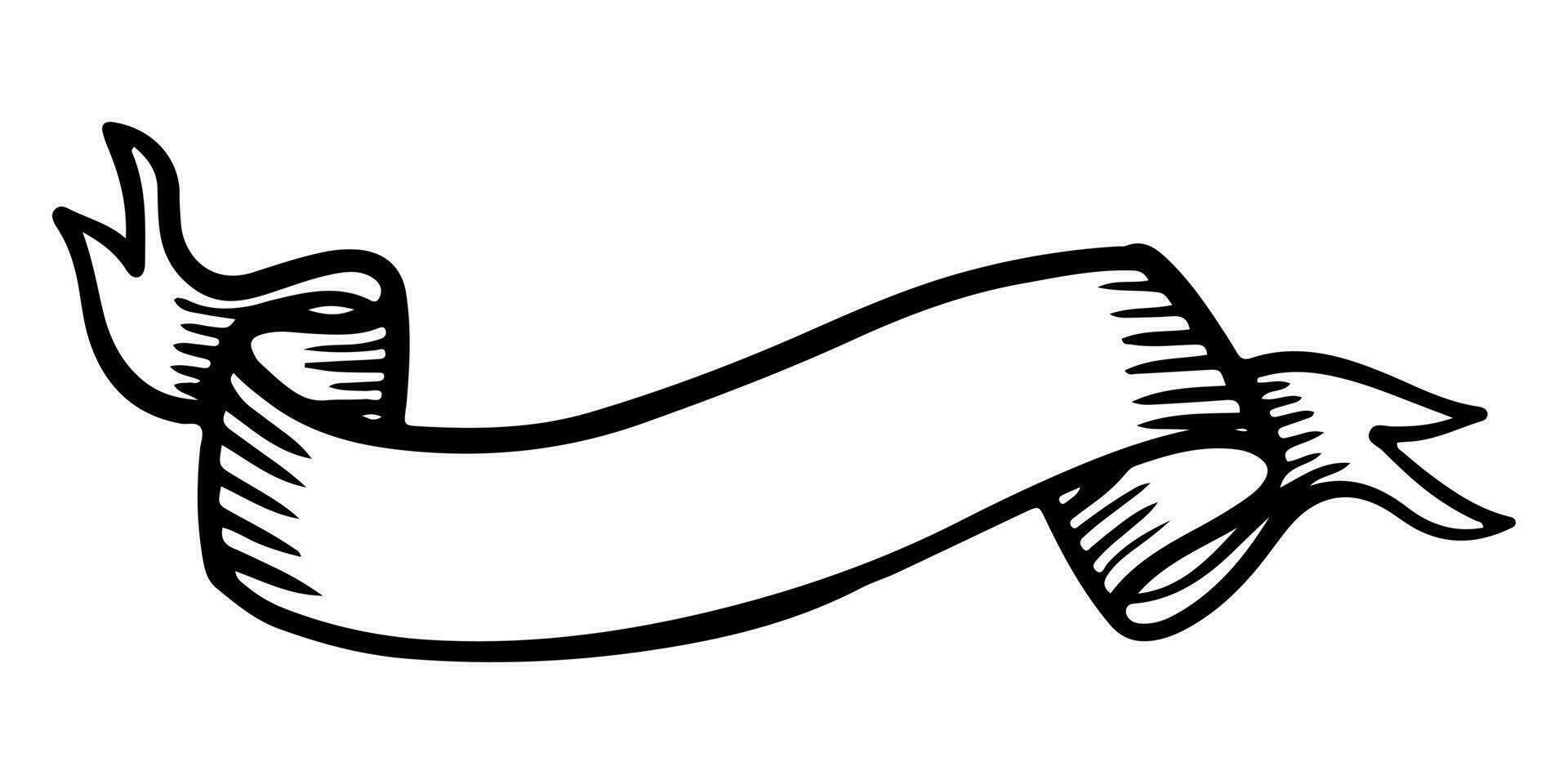 Doodle sketch style of ribbon banner hand drawn illustration. for concept design. vector