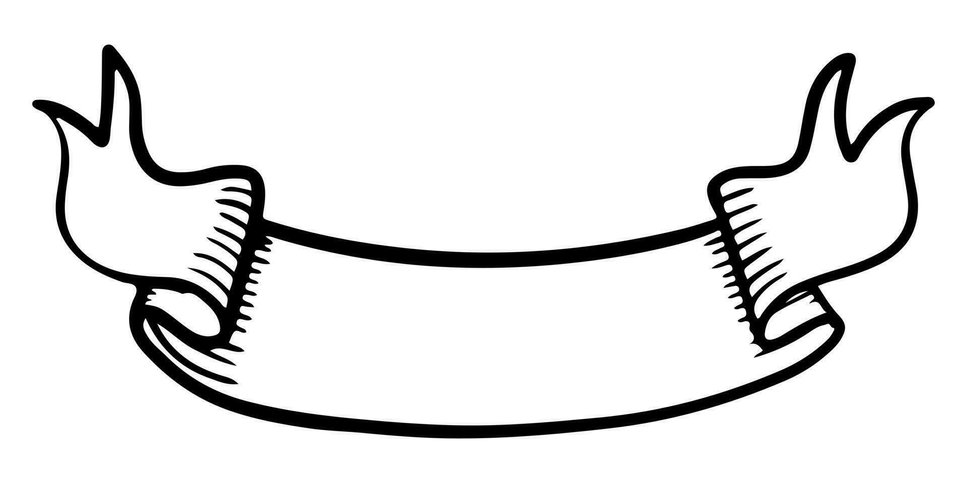 Doodle sketch style of ribbon banner hand drawn illustration. for concept design. vector