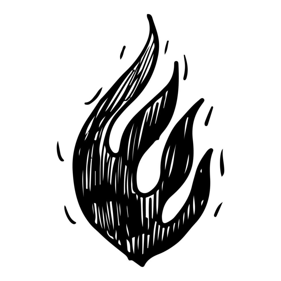 Doodle sketch style of Hand drawn fire isolated on white background. vector illustration.