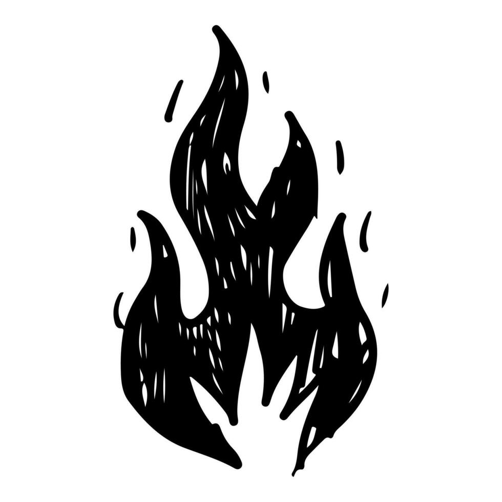 garabatear bosquejo estilo de mano dibujado fuego aislado en blanco antecedentes. vector ilustración.