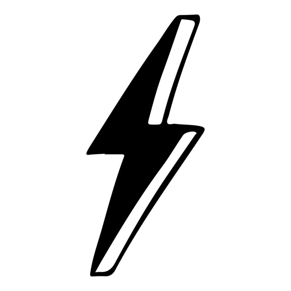 estilo de dibujo de fideos de la ilustración de vector de símbolo de rayo eléctrico para el diseño de concepto.