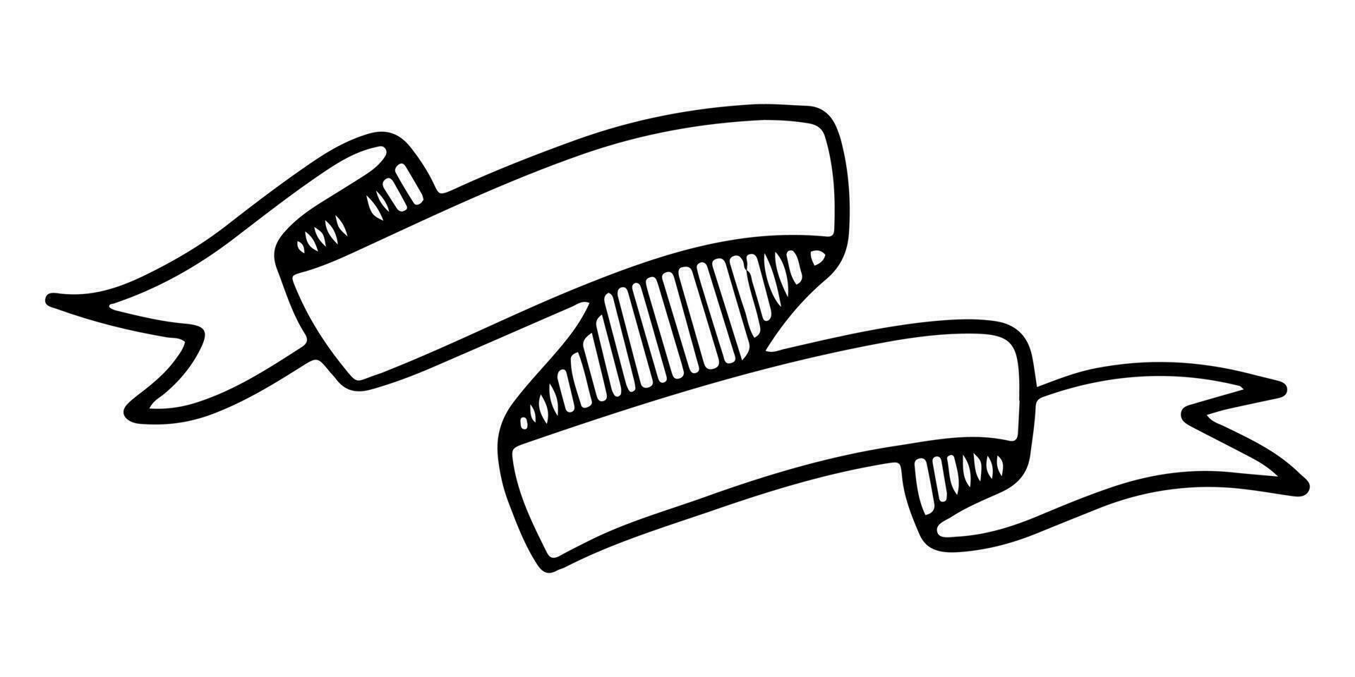 Doodle sketch style of ribbon banner hand drawn illustration. for concept design. vector