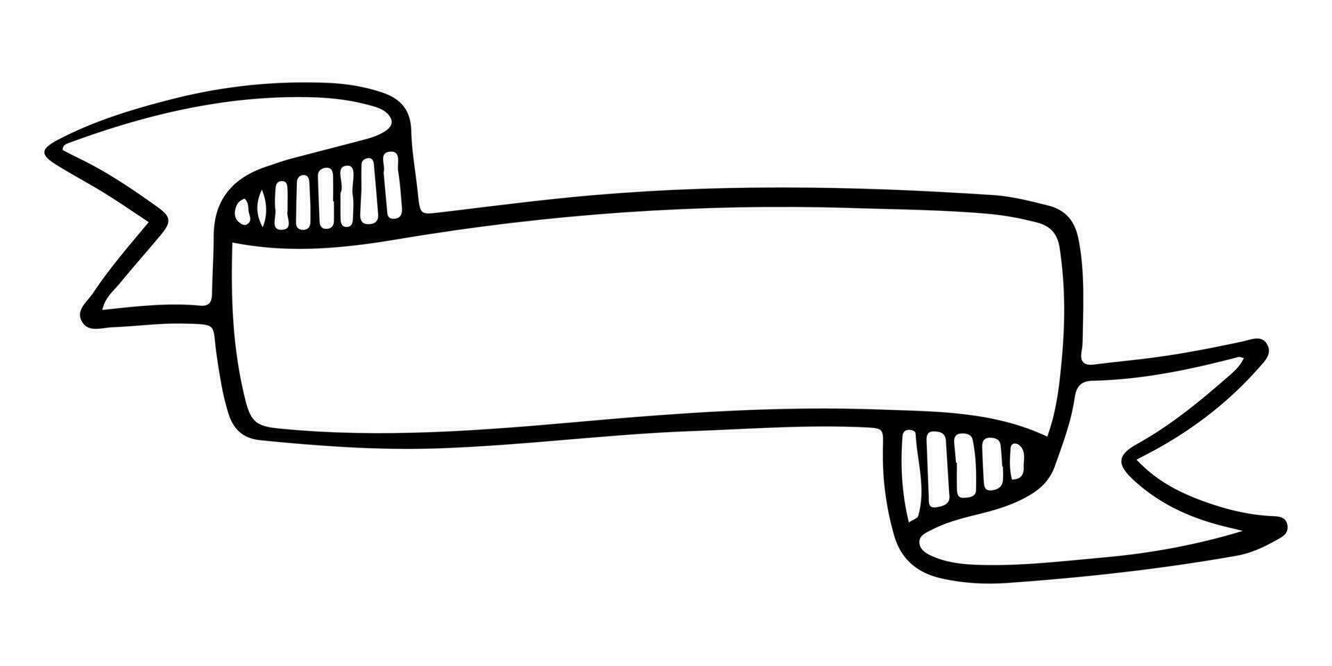 Doodle sketch style of ribbon banner hand drawn illustration. for concept design. vector