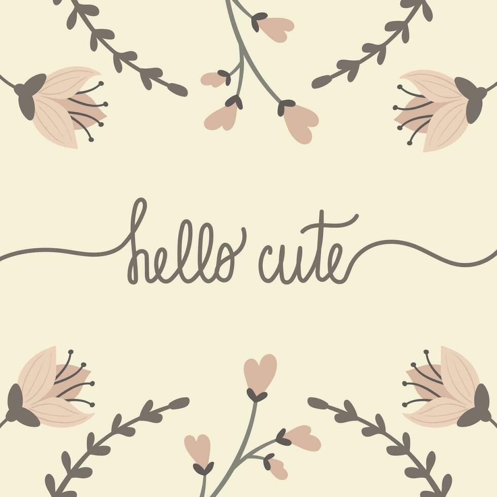 Cute Hand Drawn Lettering Card Vector Illustration