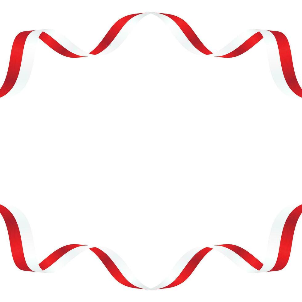 red white ribbon border with Indonesian Flag for Indonesian Independence day. indonesian patriotic background template with empty space for text vector