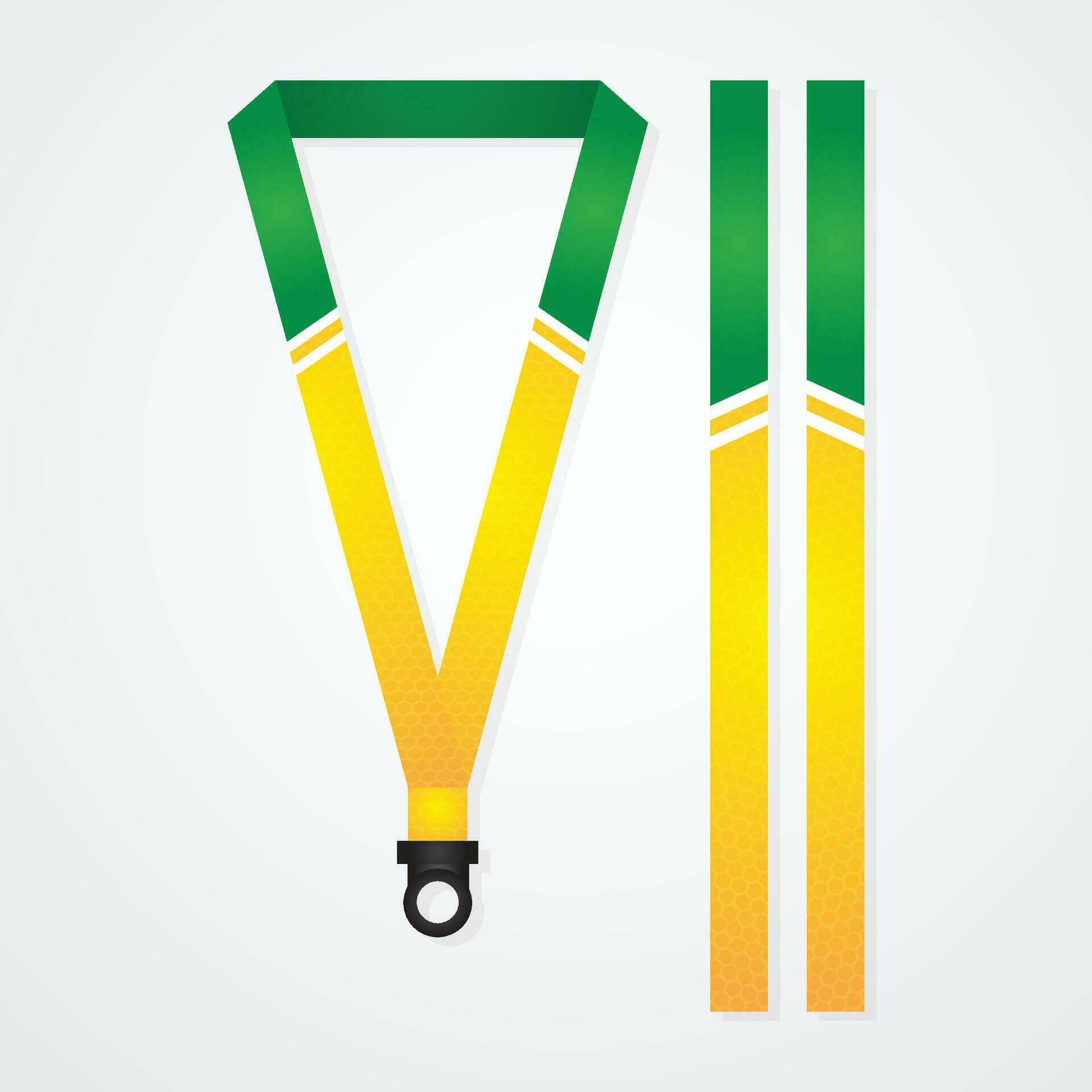 Green Yellow lanyard template set and realistic id card stationery