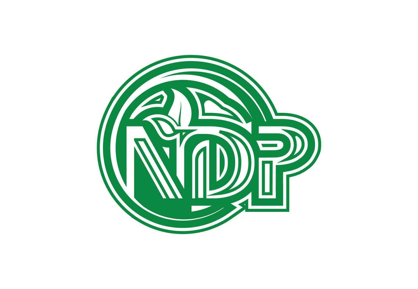 NDP letter with leaf logo and icon design template vector