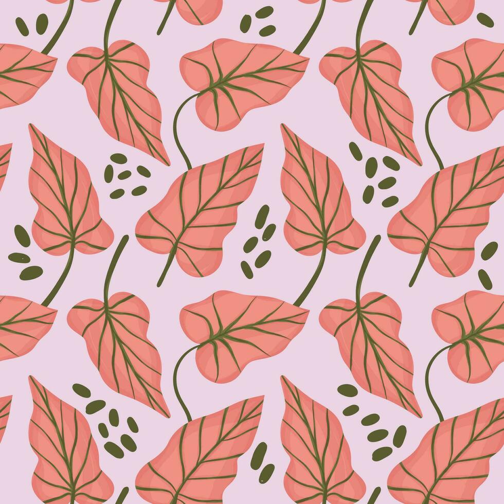 hand drawn colorful leaves pattern vector