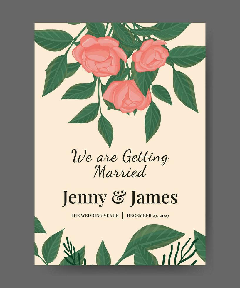 flower wedding announcement poster design vector