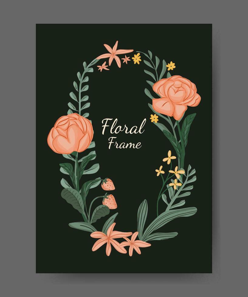 Hand drawn flower frame design vector