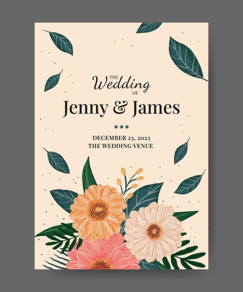 flower wedding announcement poster design vector