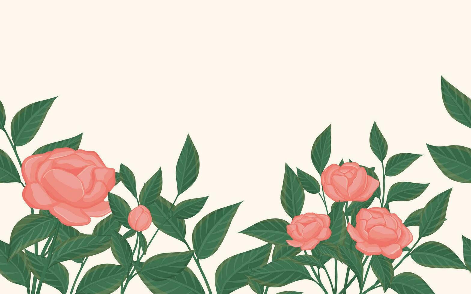 Peonies horizontal floral seamless background vector