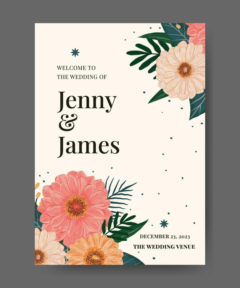 flower wedding announcement poster design vector