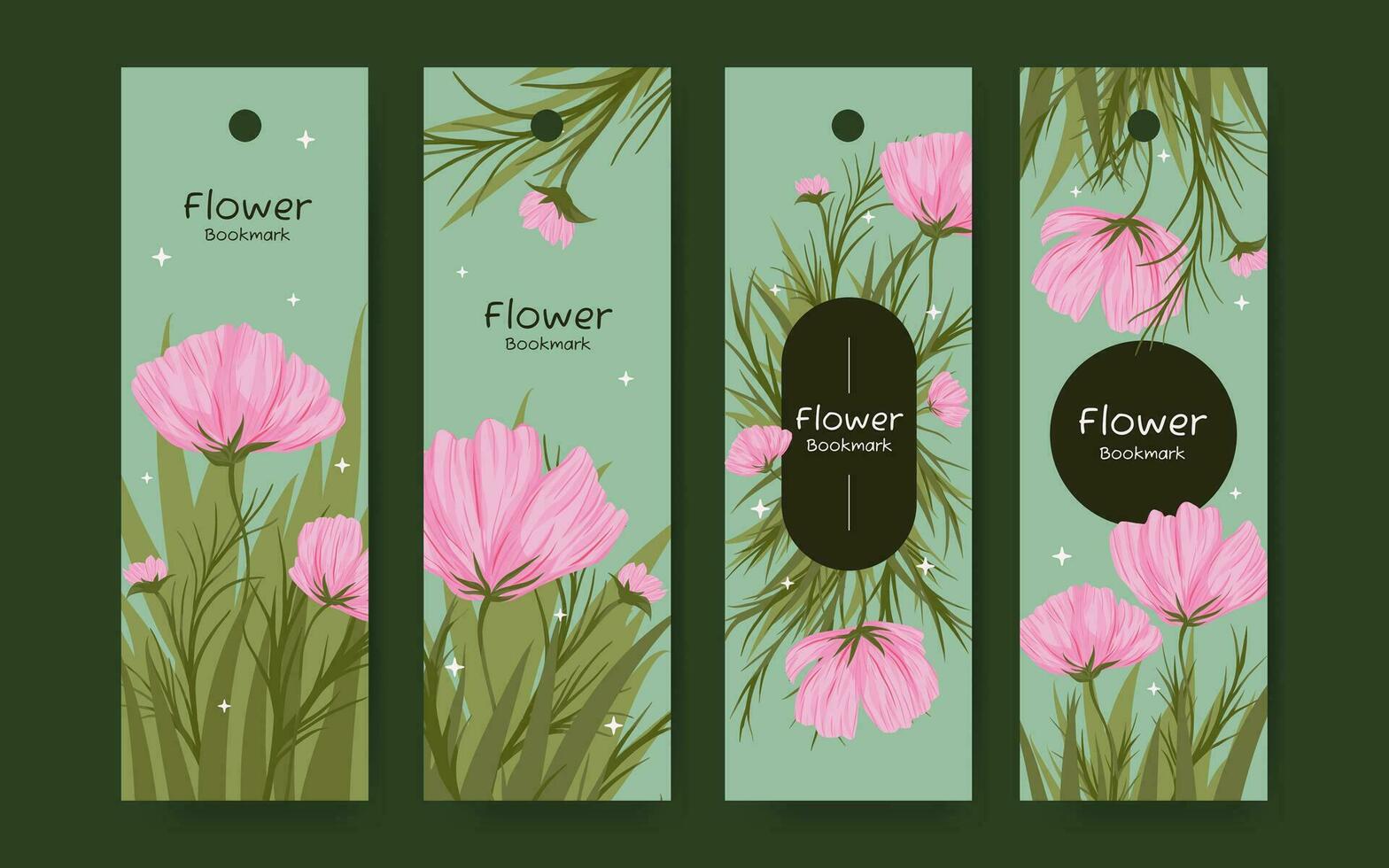 Hand drawn floral bookmark design vector