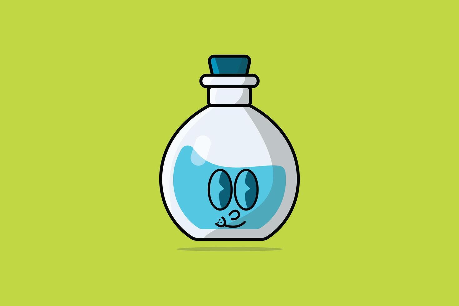 Potion Bottle with Cartoon Face vector illustration. Science object icon concept. Cartoon face with Potion vector design. Halloween drink design.